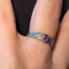 Vintage Celtic Knot natural Amethyst Sterling Silver Ring, UK Size M1/2#119