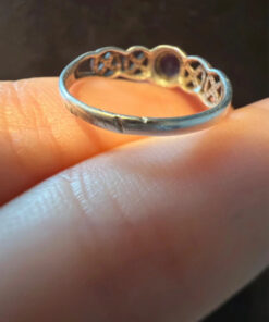 Vintage Celtic Knot natural Amethyst Sterling Silver Ring, UK Size M1/2