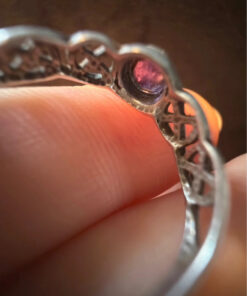 Vintage Celtic Knot natural Amethyst Sterling Silver Ring, UK Size M1/2