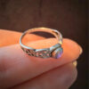 Vintage Celtic Knot natural Amethyst Sterling Silver Ring, UK Size M1/2#119