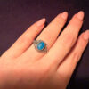 Natural Apatite Sterling Silver Ring - Ocean Blue Beauty with Vintage Charm size M#121
