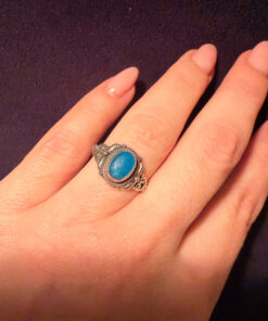 Natural Apatite Sterling Silver Ring - Ocean Blue Beauty with Vintage Charm size M#121