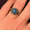 Natural Apatite Sterling Silver Ring - Ocean Blue Beauty with Vintage Charm size M#121