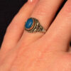 Natural Apatite Sterling Silver Ring - Ocean Blue Beauty with Vintage Charm size M#121
