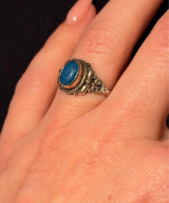 Natural Apatite Sterling Silver Ring - Ocean Blue Beauty with Vintage Charm size M