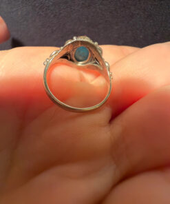 Natural Apatite Sterling Silver Ring - Ocean Blue Beauty with Vintage Charm size M