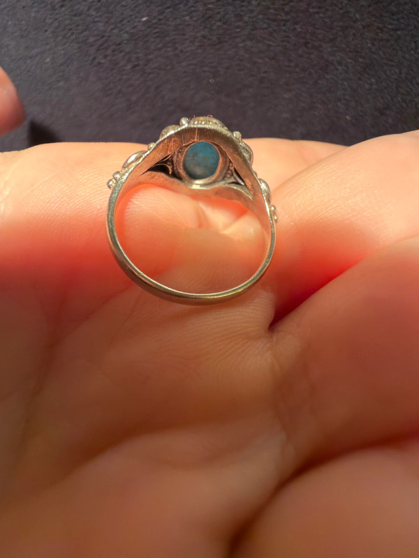 Natural Apatite Sterling Silver Ring - Ocean Blue Beauty with Vintage Charm size M#121