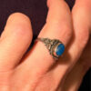 Natural Apatite Sterling Silver Ring - Ocean Blue Beauty with Vintage Charm size M#121
