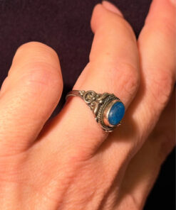 Natural Apatite Sterling Silver Ring - Ocean Blue Beauty with Vintage Charm size M