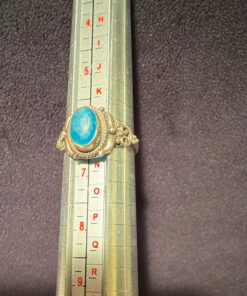 Natural Apatite Sterling Silver Ring - Ocean Blue Beauty with Vintage Charm size M