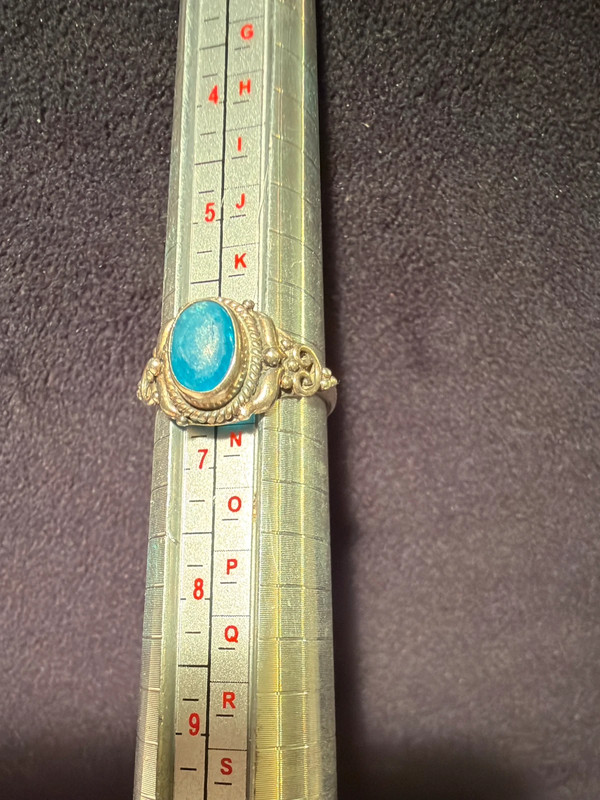 Natural Apatite Sterling Silver Ring - Ocean Blue Beauty with Vintage Charm size M#121