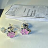 Silver paw-shaped stud earrings with enamel#126