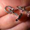 Silver paw-shaped stud earrings with enamel#126