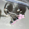 Silver paw-shaped stud earrings with enamel#126