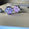 Silver paw-shaped stud earrings with enamel#126