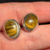925 Sterling Silver natural Tiger Eye Stud Earring#125