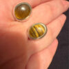 925 Sterling Silver natural Tiger Eye Stud Earring#125