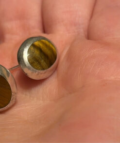 925 Sterling Silver natural Tiger Eye Stud Earring