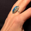 Unusual Soviet ring with a wooden inlay, size O