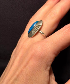 Unusual Soviet ring with a wooden inlay, size O