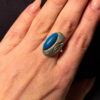 Unusual Soviet ring with a wooden inlay, size O