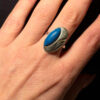 Unusual Soviet ring with a wooden inlay, size O