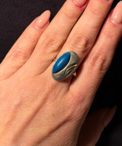 Unusual Soviet ring with a wooden inlay, size O