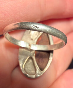 Unusual Soviet ring with a wooden inlay, size O