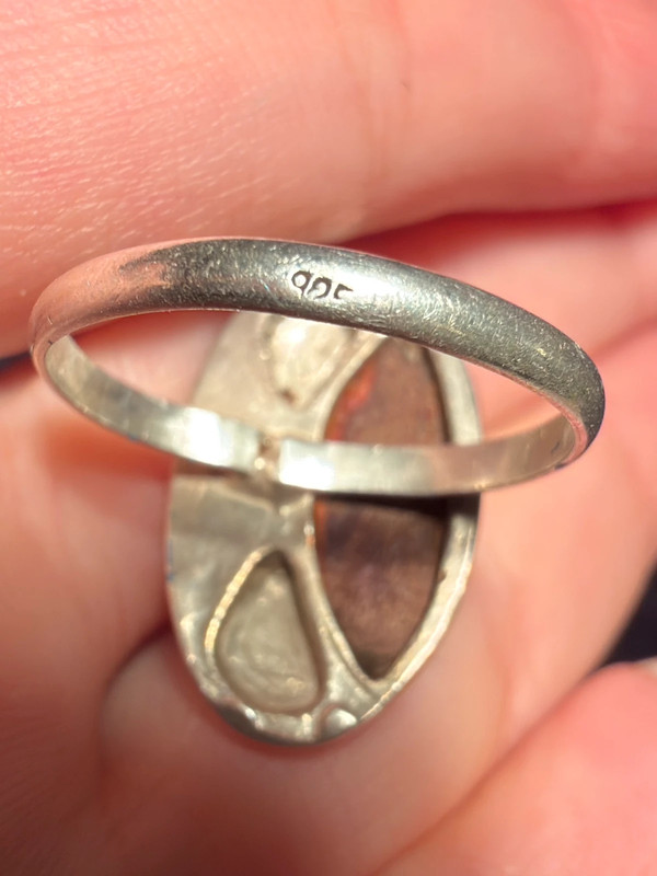 Unusual Soviet ring with a wooden inlay, size O