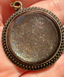 Vintage Brass Obsidian Pendant