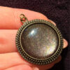 Vintage Brass Obsidian Pendant