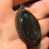 Vintage Brass Obsidian Pendant