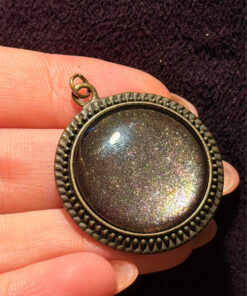 Vintage Brass Obsidian Pendant