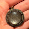 Vintage Brass Obsidian Pendant