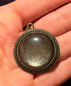 Vintage Brass Obsidian Pendant