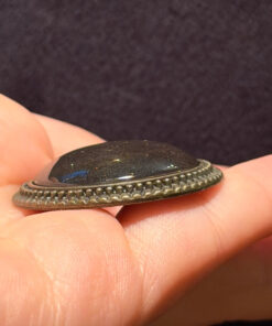 Vintage Brass Obsidian Pendant
