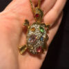 Necklace Turtle Tortoise Gold Pink GreenCrystal#132