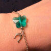 925 Sterling Silver Green Cz Butterfly Horseshoe Drop Bracelet -16cm#120