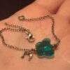 925 Sterling Silver Green Cz Butterfly Horseshoe Drop Bracelet -16cm#120