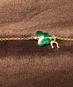 925 Sterling Silver Green Cz Butterfly Horseshoe Drop Bracelet -16cm