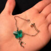 925 Sterling Silver Green Cz Butterfly Horseshoe Drop Bracelet -16cm#120
