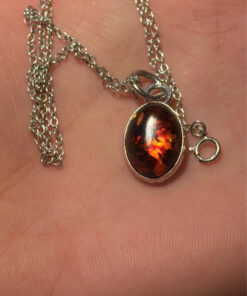 Vintage Baltic Amber Pendant 925 with Silver Chain #137