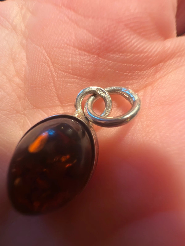 Vintage Baltic Amber Pendant 925 with Silver Chain #137