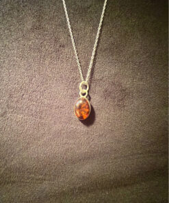 Vintage Baltic Amber Pendant 925 with Silver Chain