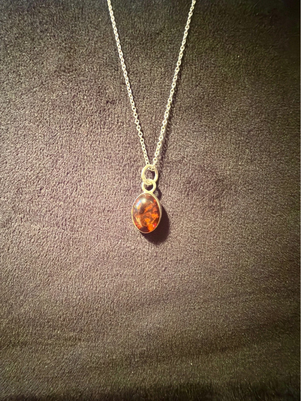 Vintage Baltic Amber Pendant 925 with Silver Chain #137
