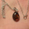 Vintage Baltic Amber Pendant 925 with Silver Chain #137