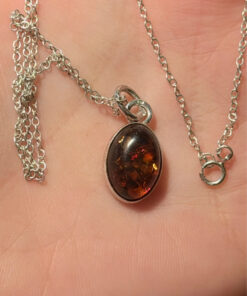 Vintage Baltic Amber Pendant 925 with Silver Chain