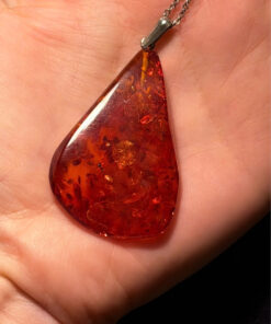 835 Silver Chain and Silver Amber Pendant