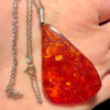 835 Silver Chain and Silver Amber Pendant