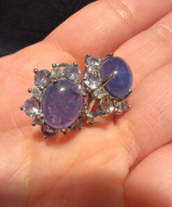 925 Sterling Silver Earrings Oval Tanzanite Natural Gemstone Jewelry#120